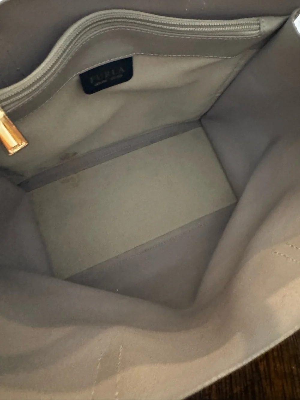 Furla gray Italian leather tote bag gold hardware - Picture 11 of 17